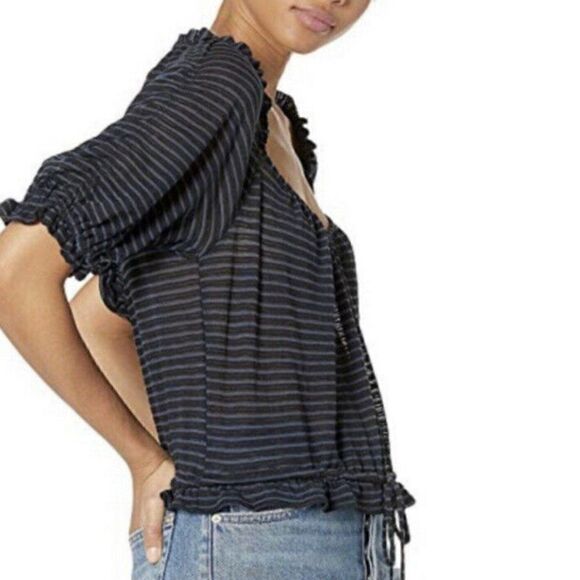 Free People Dorothy Striped Crop Blouse NEW - Picture 5 of 10